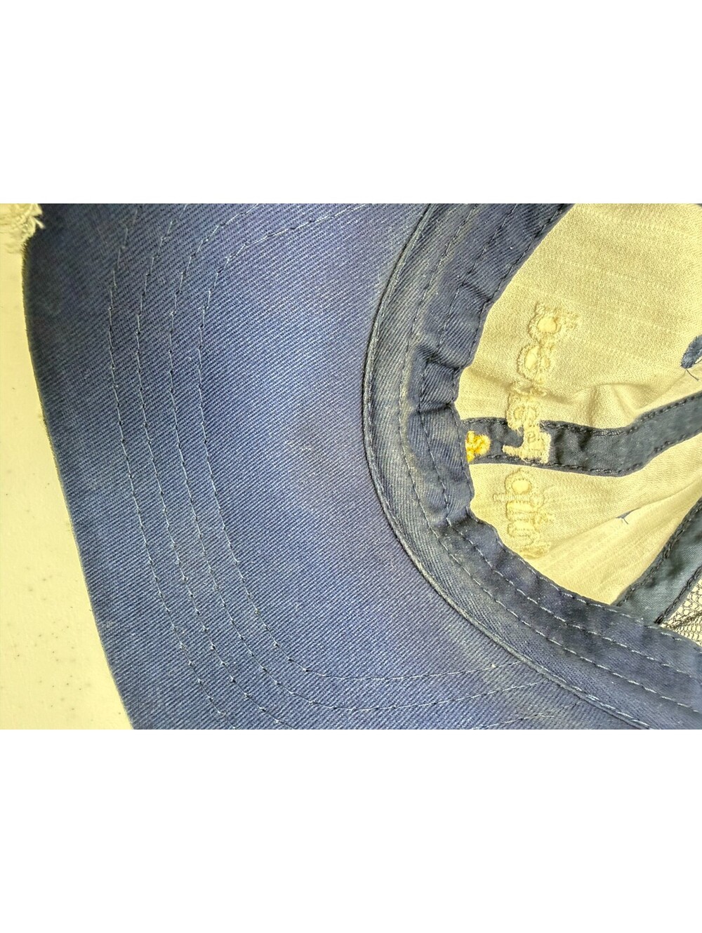 Ship Faced Anchor Logo Denim Trucker Hat Mesh Back Strapback Cap Distressed Blue - Picture 10 of 11